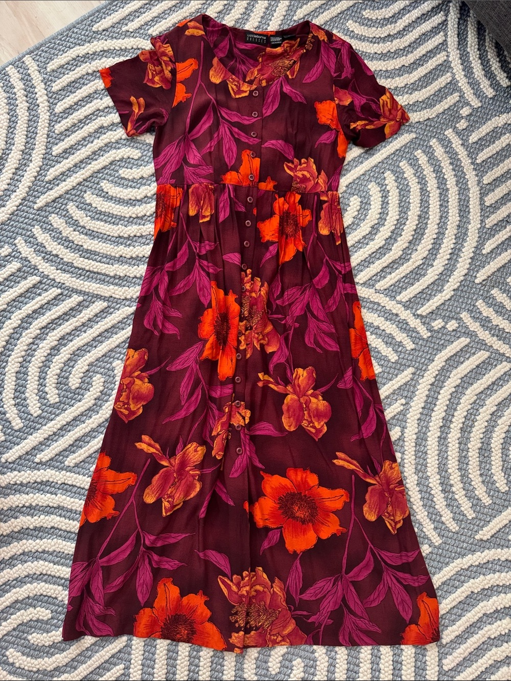 Vintage Liz Claiborne Dresses Floral Maxi Dress Rayon Button Front Size 6